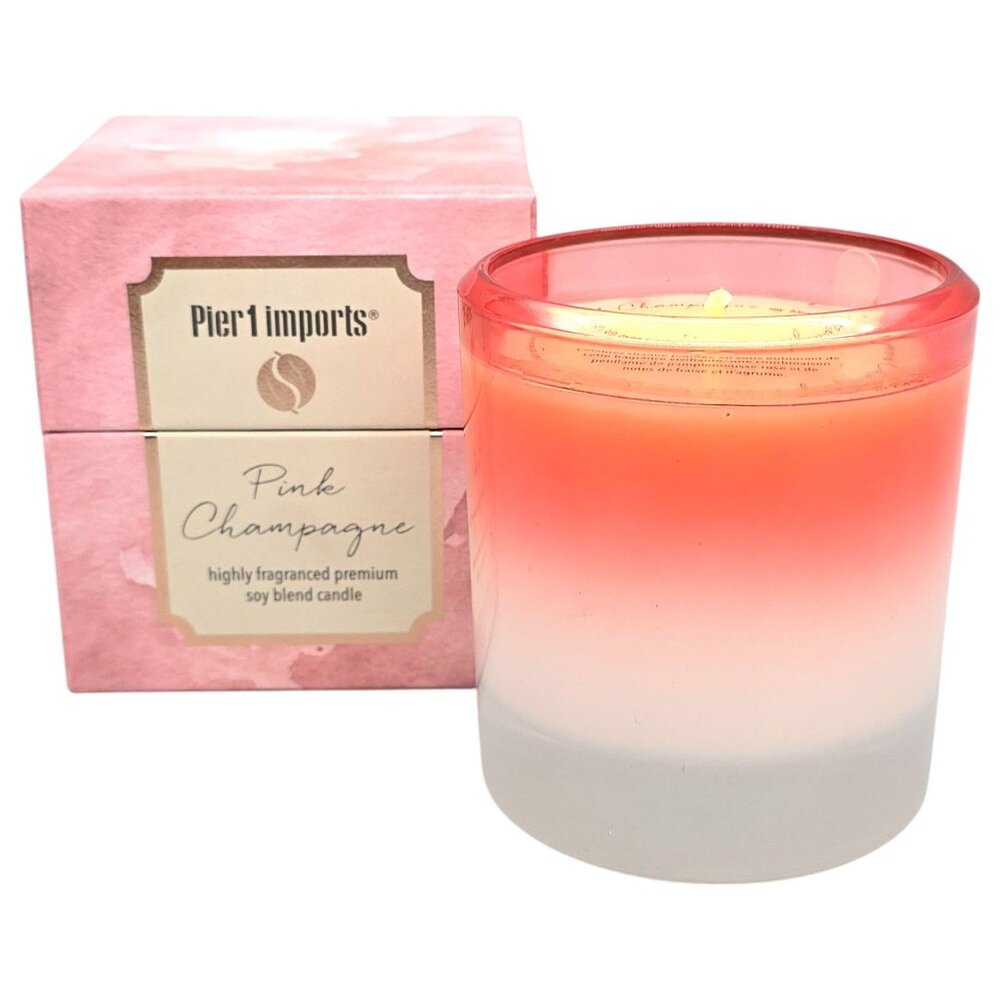 Pier 1 Imports Pink Champagne Soy Blend‎ Candle 8oz Strawberry & Citrus Gift Box